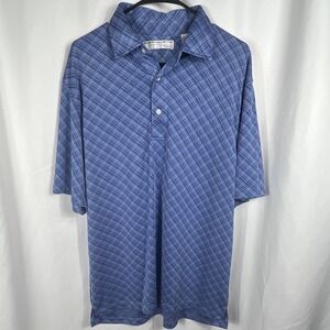 Carnoustie Performance Men's Polo Shirt Blue Plaid Short Sleeve Size Large